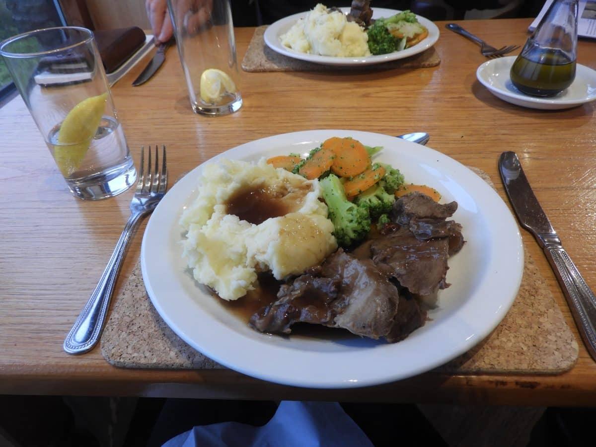 Plate of mutton with mashed potatoes