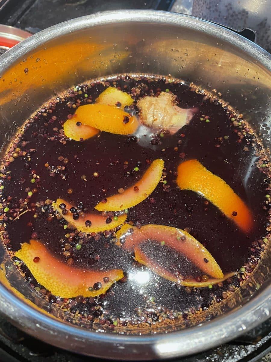 simmering elderberries