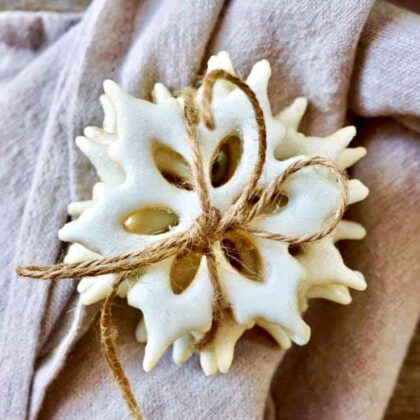 snowflake cookies wrapped with twine