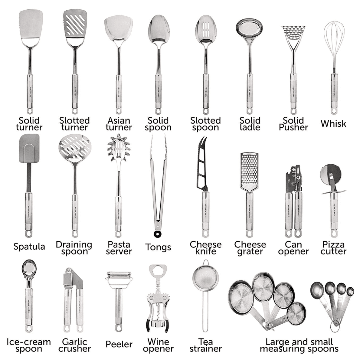 Large assortment of real kitchen tools, sized for children