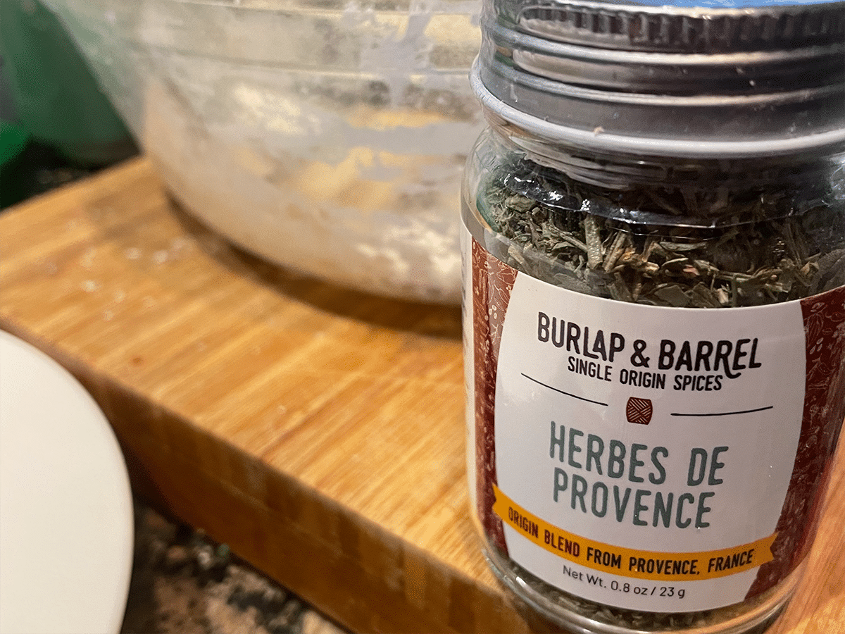 Herbes de Provence on a counter with bowl