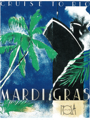 Nola MArdi Gras poster with cruise ship