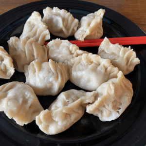 Plate o steamed Chinese Dumplings