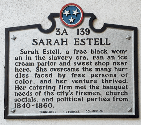 Historical marker for Sara Estell