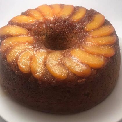 Gluten free peach upside down zucchini cak