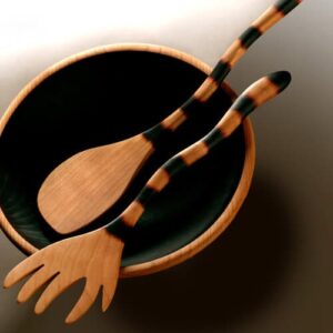 Handcrafted wooden spoons in a bowl
