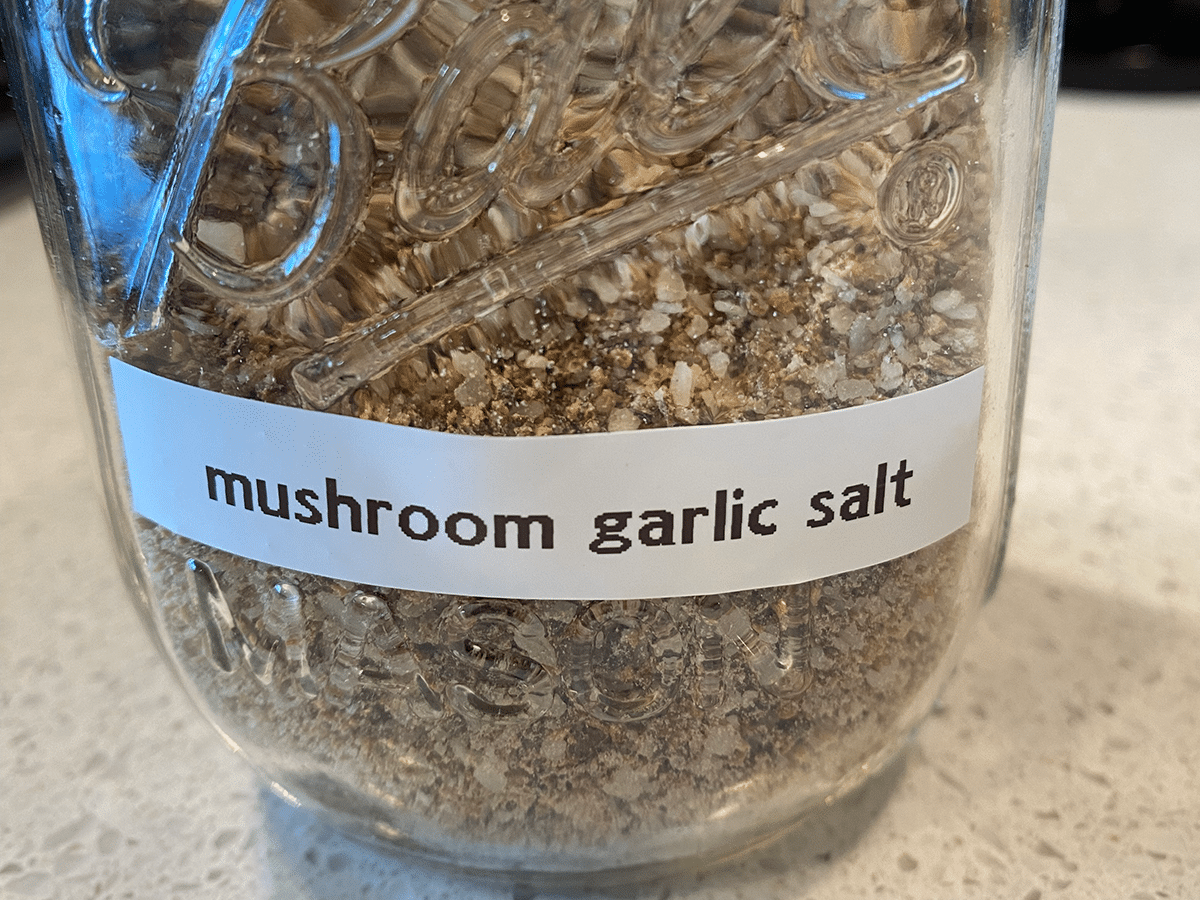 mushroom garlic salt in jar