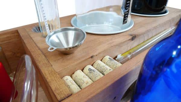 close up of corks in wine making kit